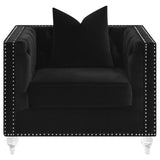 Chair - Delilah Upholstered Tufted Tuxedo Arm Chair Black