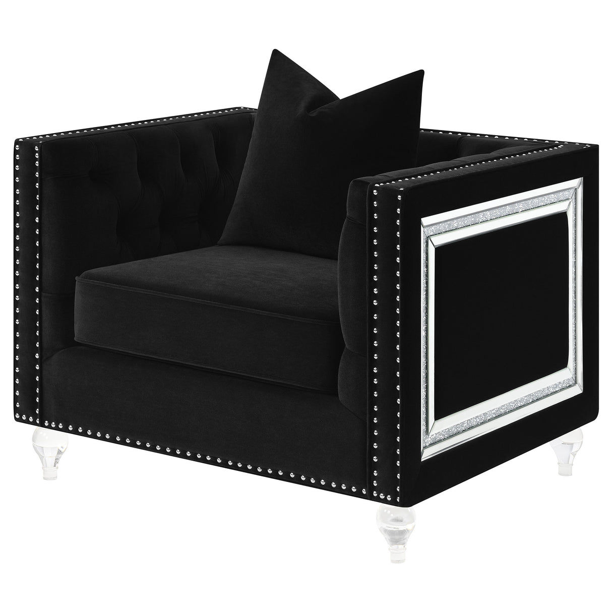 Chair - Delilah Upholstered Tufted Tuxedo Arm Chair Black