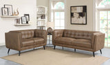 Thatcher 2 - piece Upholstered Button Tufted Living Room Set Brown | Coaster | Home Elegance USA