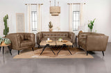 Thatcher 3 - piece Upholstered Button Tufted Living Room Set Brown - 509421 - S3 - image - 1