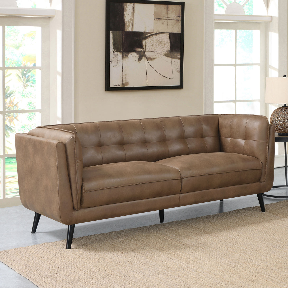 Sofa - Thatcher Upholstered Button Tufted Sofa Brown