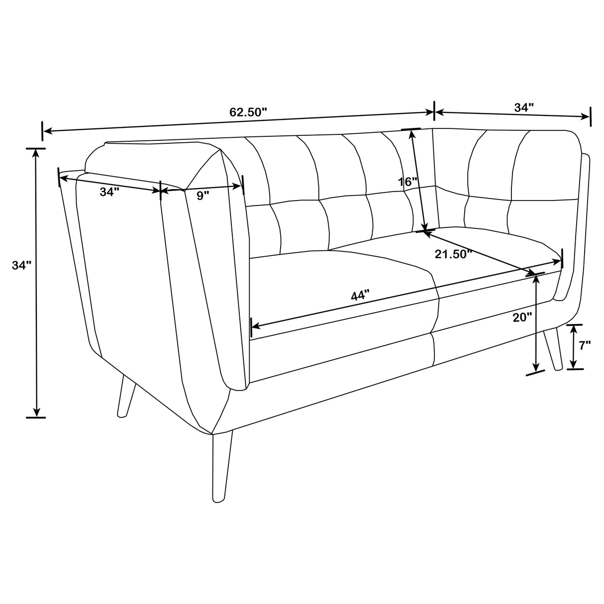 Loveseat - Thatcher Upholstered Button Tufted Loveseat Brown