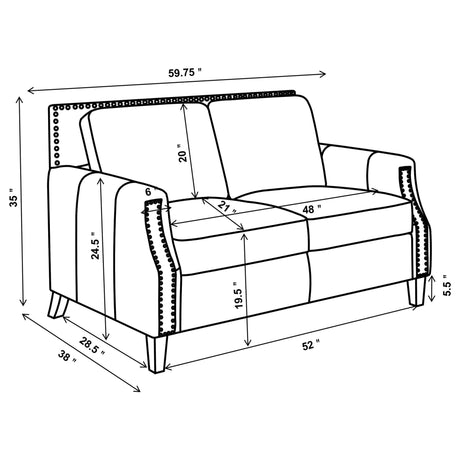 Leaton 2 - piece Recessed Arms Living Room Set Brown Sugar - 509441 - S2 - image - 13