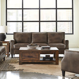 Sofa  - Leaton Upholstered Recessed Arms Sofa Brown Sugar