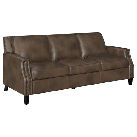 Sofa  - Leaton Upholstered Recessed Arms Sofa Brown Sugar