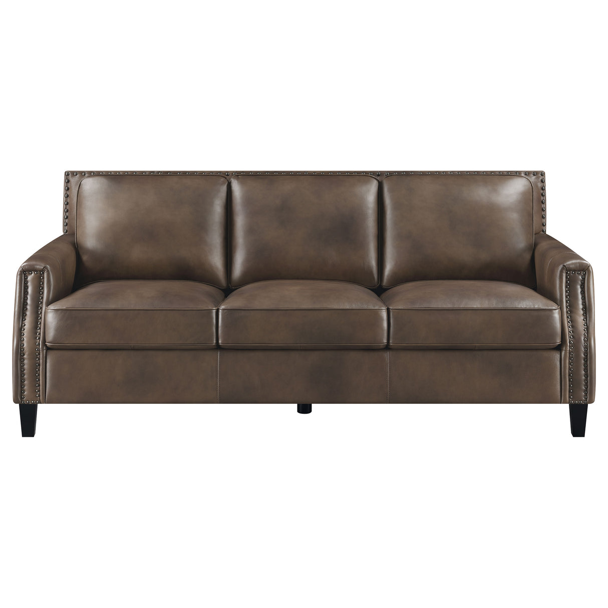 Sofa  - Leaton Upholstered Recessed Arms Sofa Brown Sugar