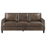 Sofa  - Leaton Upholstered Recessed Arms Sofa Brown Sugar