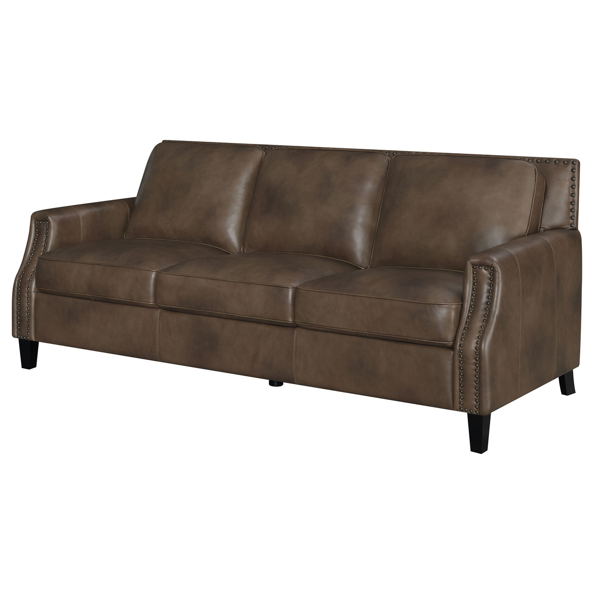 Sofa  - Leaton Upholstered Recessed Arms Sofa Brown Sugar