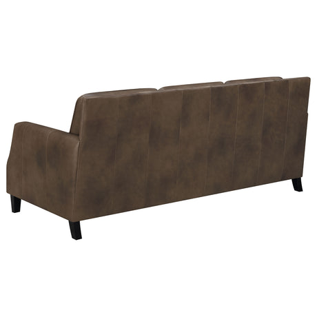 Sofa  - Leaton Upholstered Recessed Arms Sofa Brown Sugar