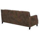 Sofa  - Leaton Upholstered Recessed Arms Sofa Brown Sugar