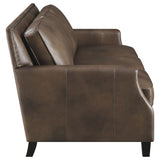 Sofa  - Leaton Upholstered Recessed Arms Sofa Brown Sugar