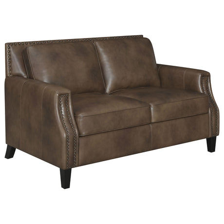 Loveseat - Leaton Upholstered Recessed Arms Loveseat Brown Sugar