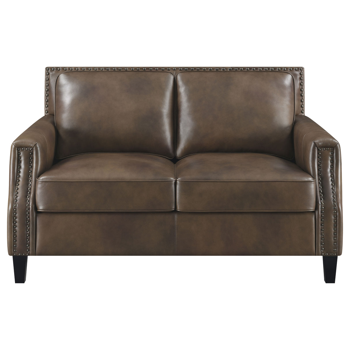 Loveseat - Leaton Upholstered Recessed Arms Loveseat Brown Sugar