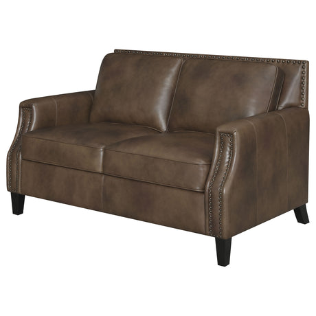 Loveseat - Leaton Upholstered Recessed Arms Loveseat Brown Sugar