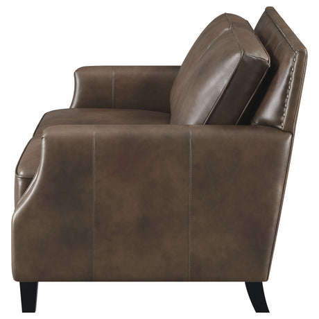 Loveseat - Leaton Upholstered Recessed Arms Loveseat Brown Sugar