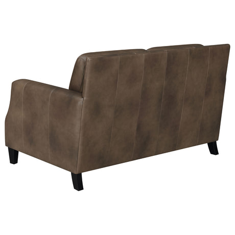 Loveseat - Leaton Upholstered Recessed Arms Loveseat Brown Sugar