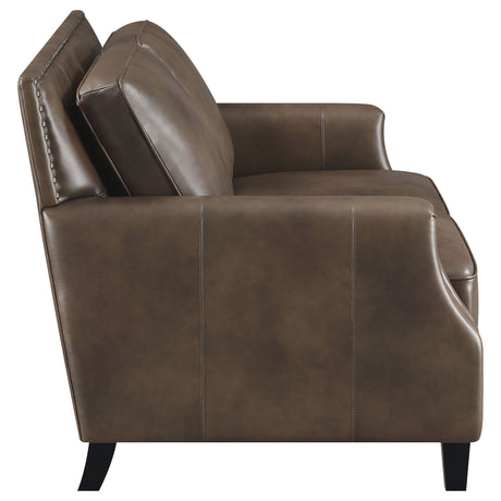 Loveseat - Leaton Upholstered Recessed Arms Loveseat Brown Sugar