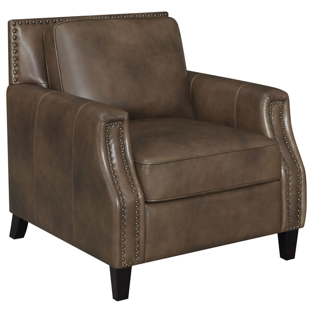 Chair - Leaton Upholstered Recessed Arm Chair Brown Sugar