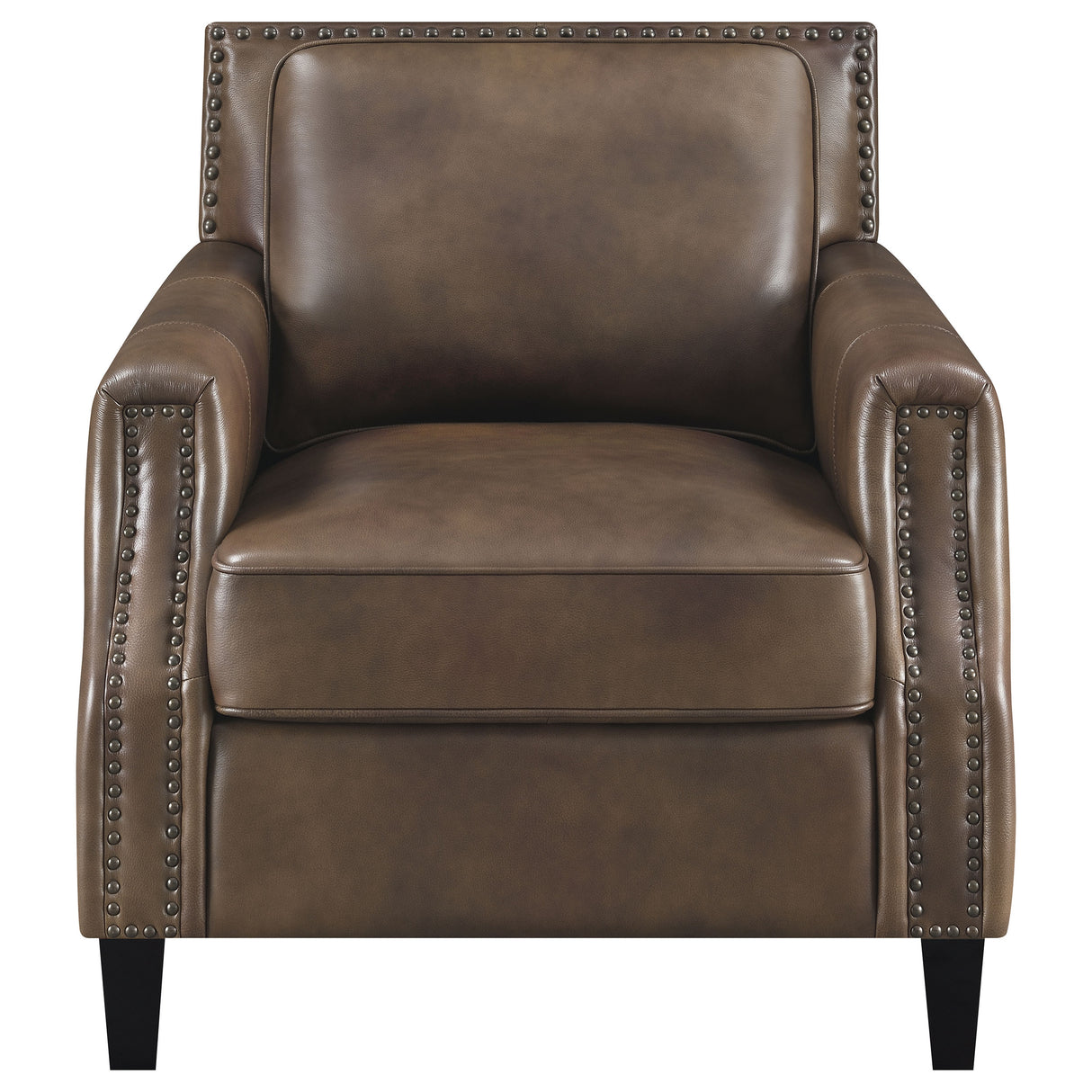 Chair - Leaton Upholstered Recessed Arm Chair Brown Sugar