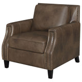 Chair - Leaton Upholstered Recessed Arm Chair Brown Sugar