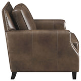 Chair - Leaton Upholstered Recessed Arm Chair Brown Sugar