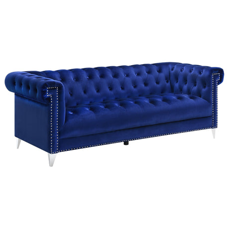 Bleker Tufted Tuxedo Arm Sofa Blue | Coaster | Home Elegance USA