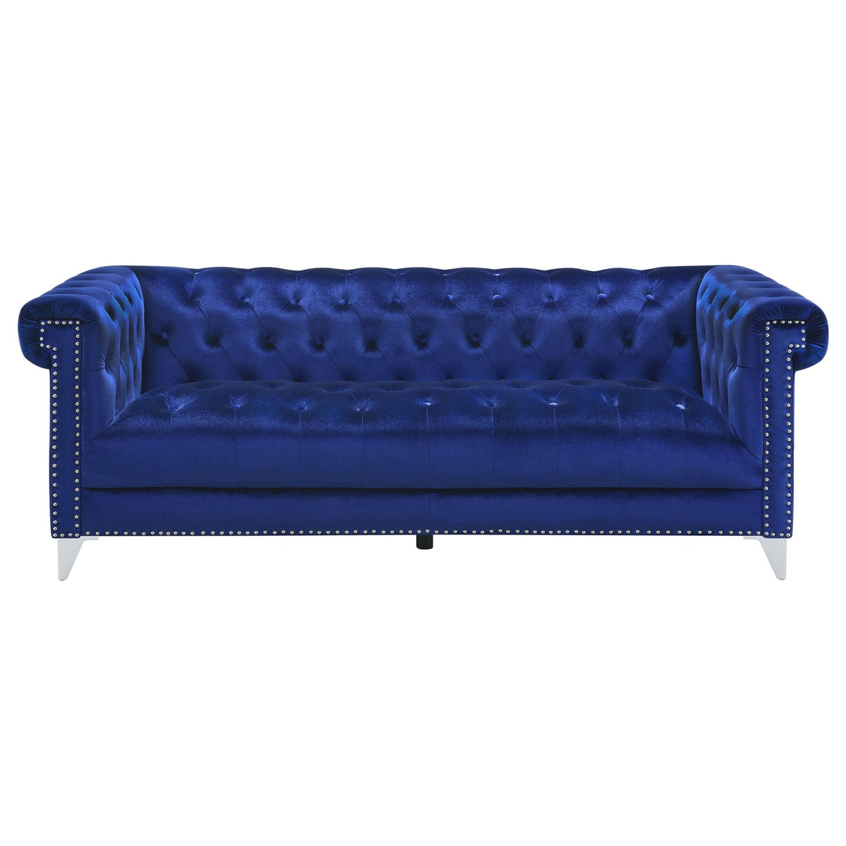 Bleker Tufted Tuxedo Arm Sofa Blue | Coaster | Home Elegance USA