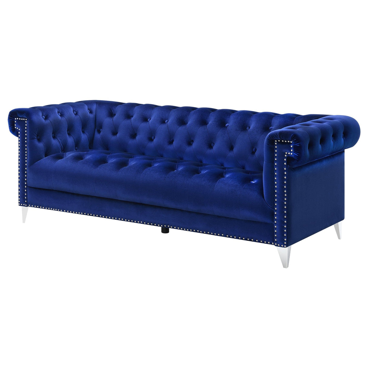 Bleker Tufted Tuxedo Arm Sofa Blue | Coaster | Home Elegance USA