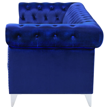 Sofa - Bleker Tufted Tuxedo Arm Sofa Blue