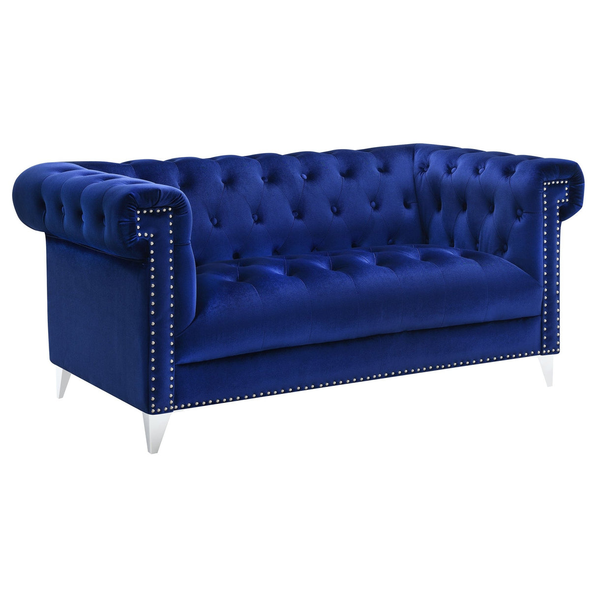 Bleker Tufted Tuxedo Arm Loveseat Blue | Coaster | Home Elegance USA