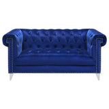 Bleker Tufted Tuxedo Arm Loveseat Blue | Coaster | Home Elegance USA