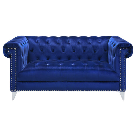 Bleker Tufted Tuxedo Arm Loveseat Blue | Coaster - 509482 - Home Elegance USA - 3