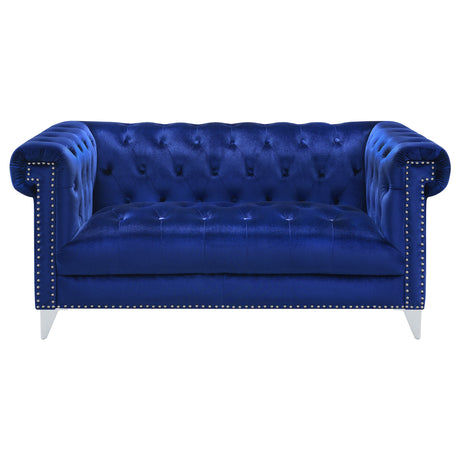 Loveseat - Bleker Tufted Tuxedo Arm Loveseat Blue