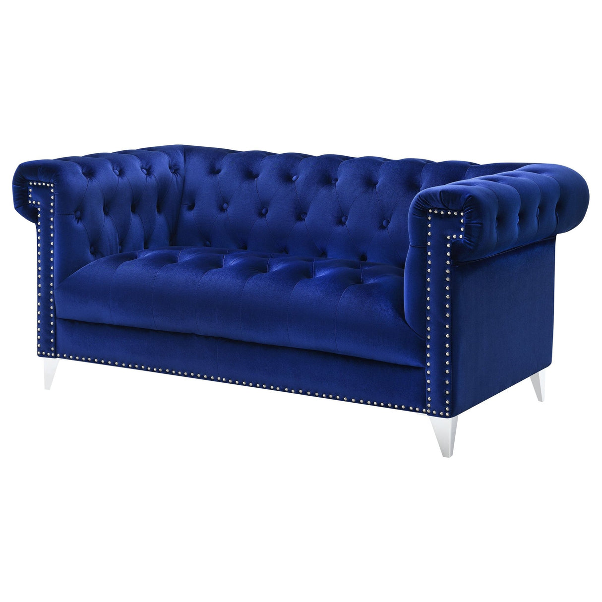 Bleker Tufted Tuxedo Arm Loveseat Blue | Coaster | Home Elegance USA