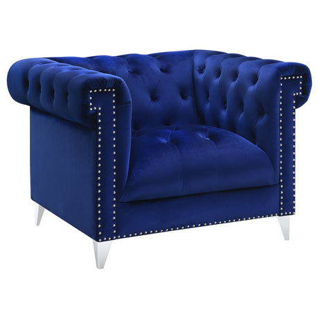 Chair - Bleker Tufted Tuxedo Arm Chair Blue