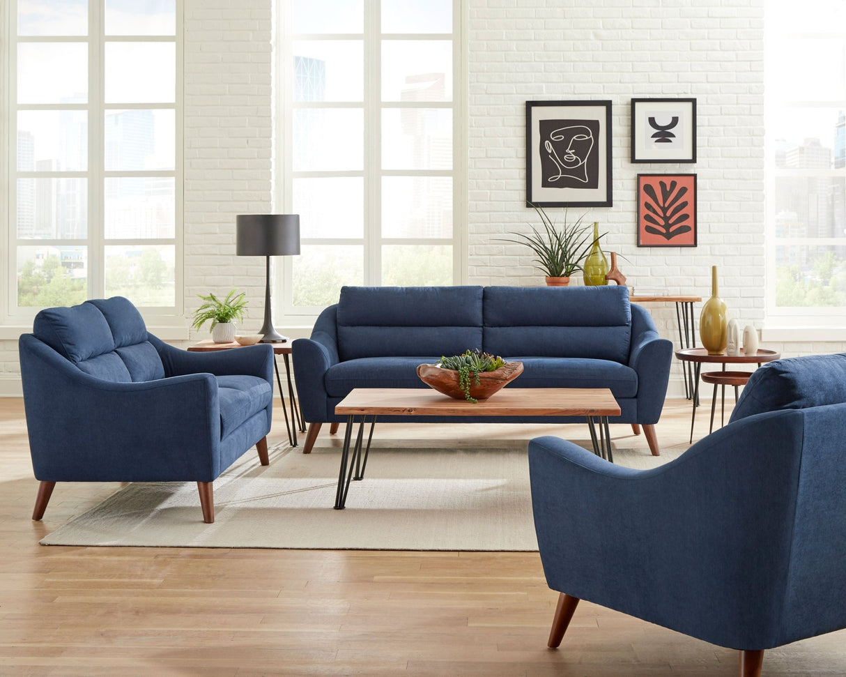 Gano 3 - piece Sloped Arm Living Room Set Navy Blue - 509514 - S3 - image - 2