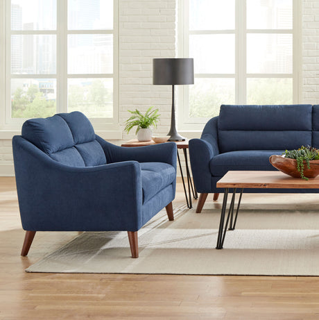 Loveseat - Gano Sloped Arm Upholstered Loveseat Navy Blue