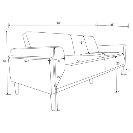 Sofa - Rilynn Upholstered Track Arms Sofa Brown