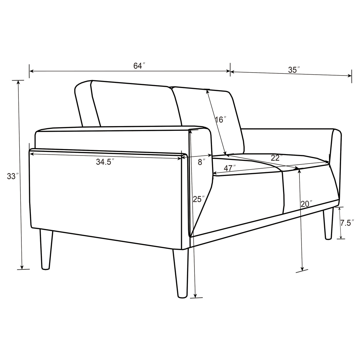 Loveseat - Rilynn Upholstered Track Arms Loveseat Brown