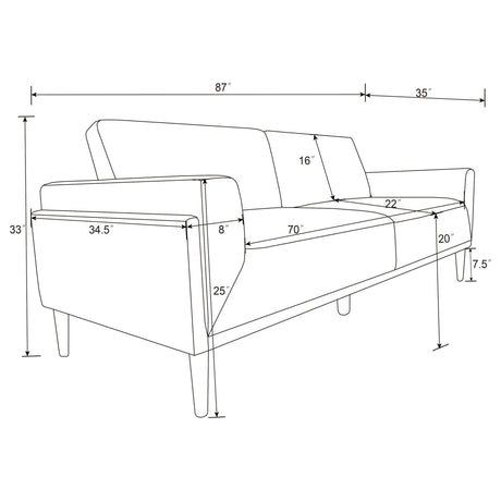 Rilynn 3 - piece Upholstered Track Arms Sofa Set Grey - 509524 - S3 - image - 11