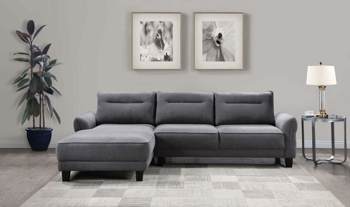 Caspian Upholstered Curved Arms Sectional Sofa Grey | Coaster | Home Elegance USA