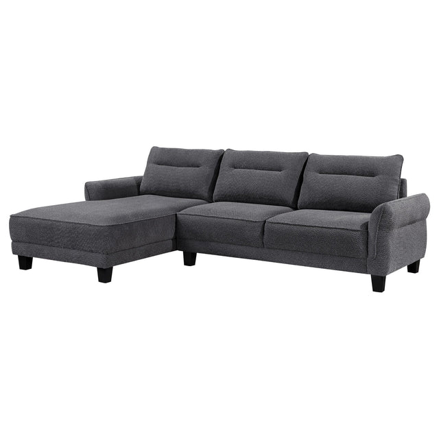 Caspian Upholstered Curved Arms Sectional Sofa Grey | Coaster | Home Elegance USA