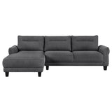 Caspian Upholstered Curved Arms Sectional Sofa Grey | Coaster | Home Elegance USA