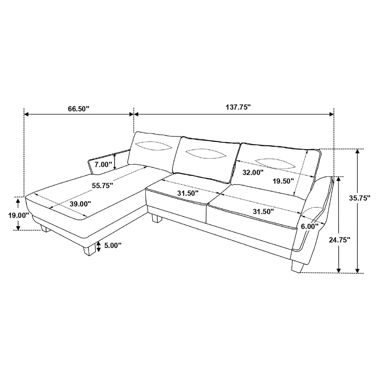 Caspian Upholstered Curved Arms Sectional Sofa Grey | Coaster | Home Elegance USA