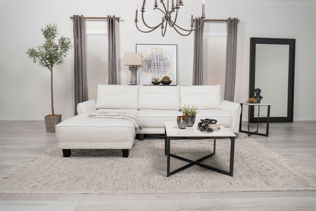 Caspian Upholstered Curved Arms Sectional Sofa White and Black | Coaster - 509550 - Home Elegance USA - 2