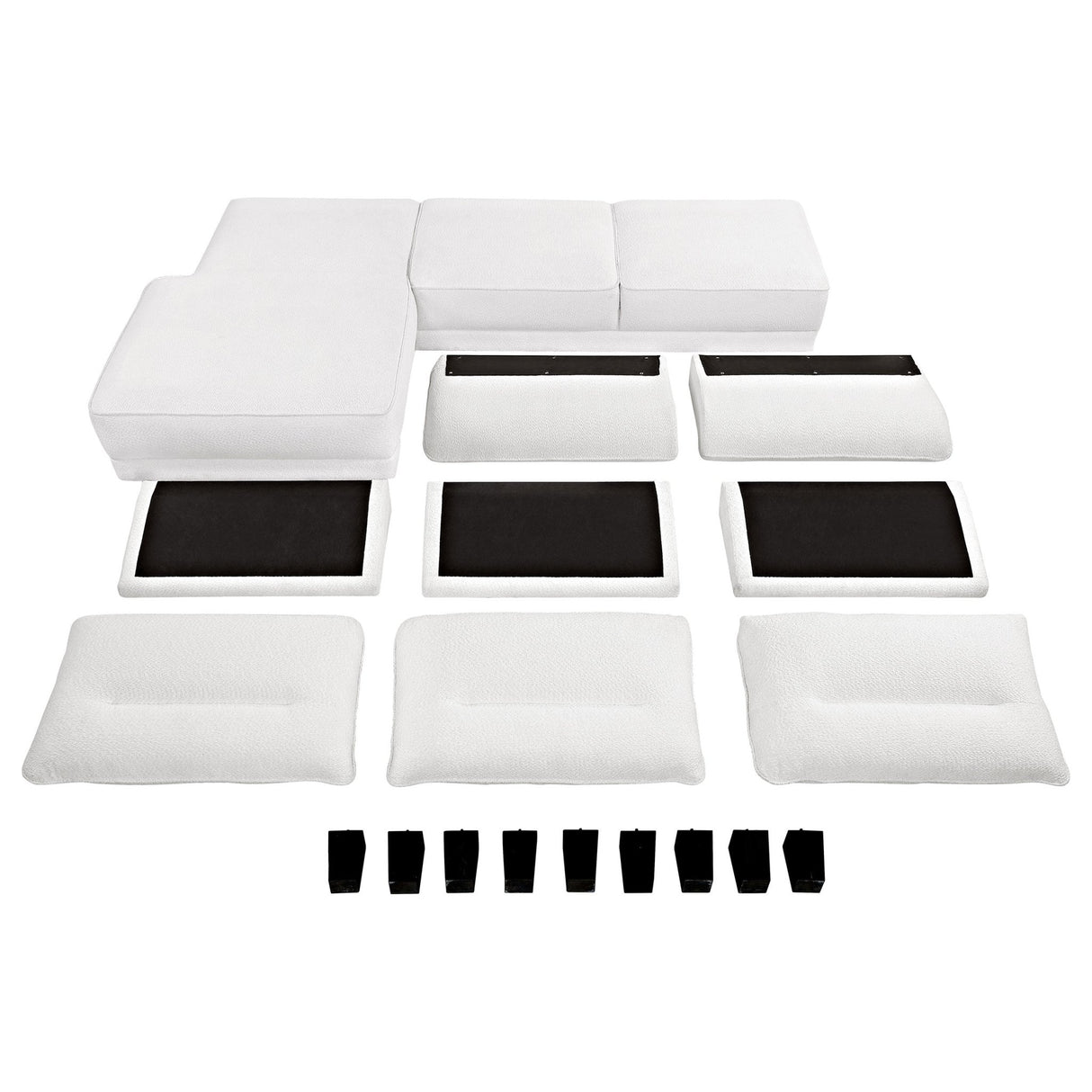 Caspian Upholstered Curved Arms Sectional Sofa White and Black | Coaster - 509550 - Home Elegance USA - 17