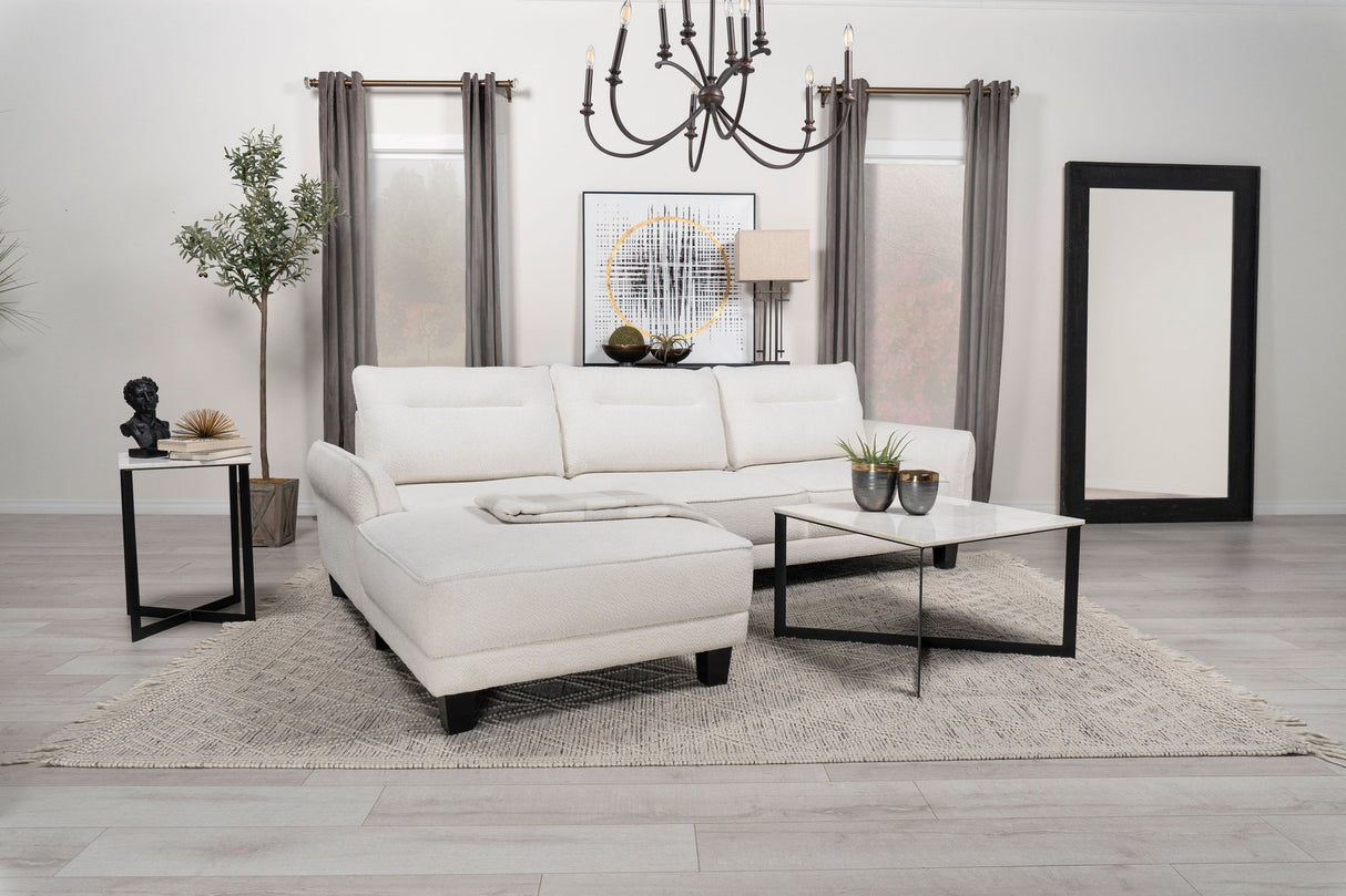 Caspian Upholstered Curved Arms Sectional Sofa White and Black | Coaster - 509550 - Home Elegance USA - 20