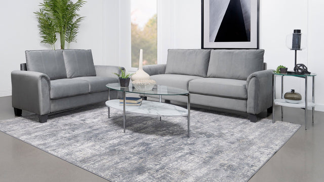 Davis 2 - piece Upholstered Rolled Arm Sofa Grey | Coaster | Home Elegance USA