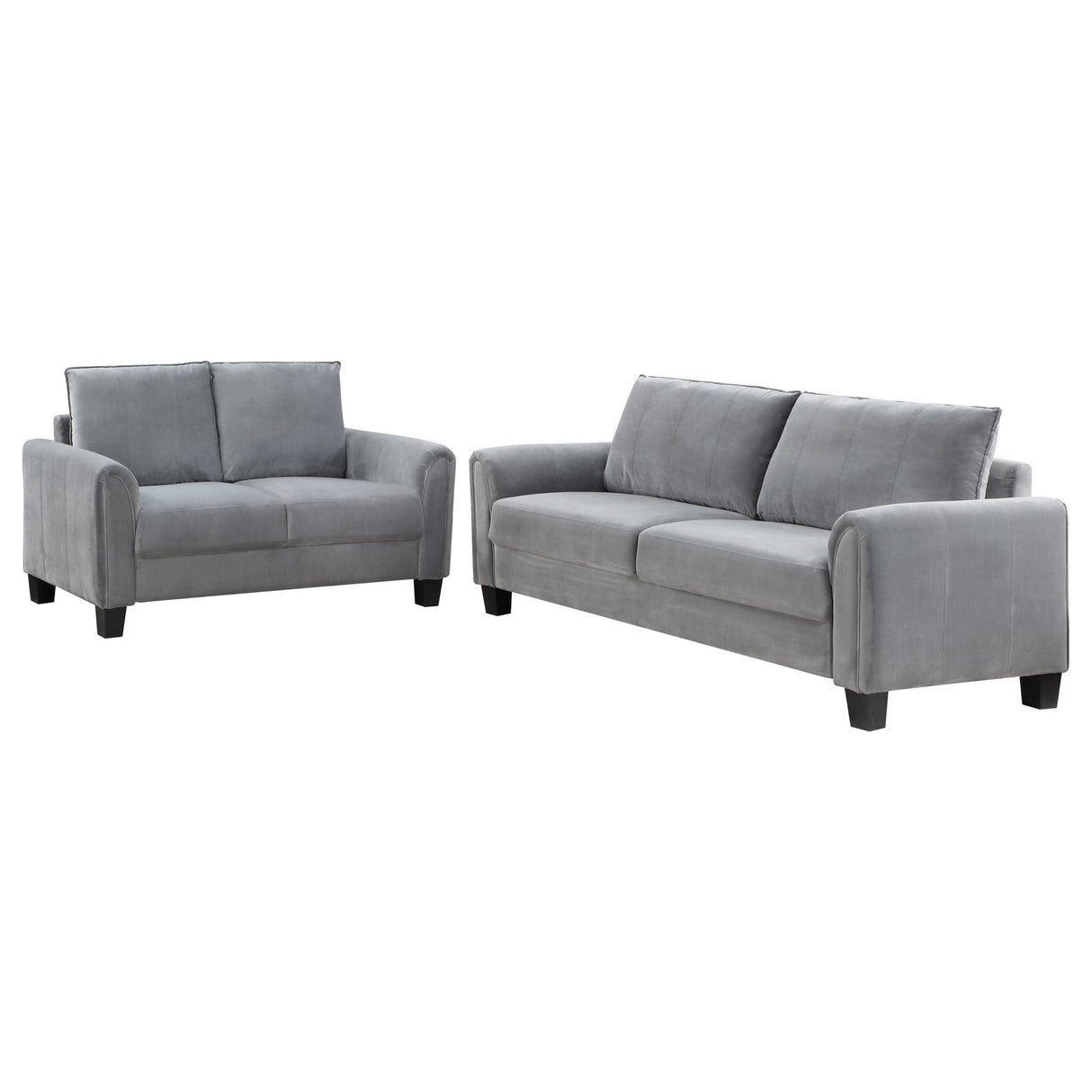 Davis 2 - piece Upholstered Rolled Arm Sofa Grey | Coaster | Home Elegance USA