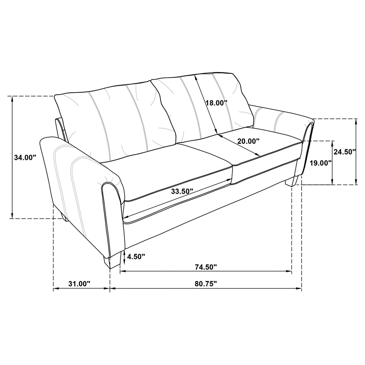 Davis 2 - piece Upholstered Rolled Arm Sofa Grey | Coaster | Home Elegance USA